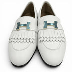 Hermes Moccasins Royale Gold with Logo Loafers White 37 Box — view 4