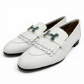 Hermes Moccasins Royale Gold with Logo Loafers White 37 Box