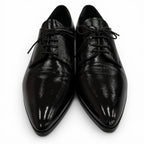 Prada Leather Pointed Toe Lace Up Shoes Dress Black — view 4