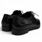 Prada Leather Pointed Toe Lace Up Shoes Dress Black — view 3