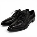 Prada Leather Pointed Toe Lace Up Shoes Dress Black