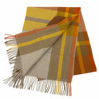 Hermes Tartan Pocket Cuir Applique Cashmere Leather Series Scarf Orange — view 2