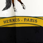 Hermes Carre 90 en Piste on Stage Silk 100% Scarf White Black — view 8