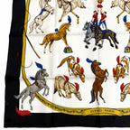 Hermes Carre 90 en Piste on Stage Silk 100% Scarf White Black — view 6