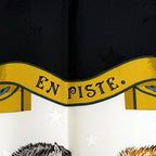 Hermes Carre 90 en Piste on Stage Silk 100% Scarf White Black — view 7
