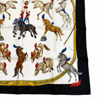 Hermes Carre 90 en Piste on Stage Silk 100% Scarf White Black — view 5