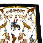 Hermes Carre 90 en Piste on Stage Silk 100% Scarf White Black — view 4