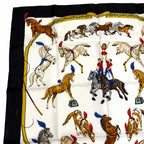 Hermes Carre 90 en Piste on Stage Silk 100% Scarf White Black — view 3