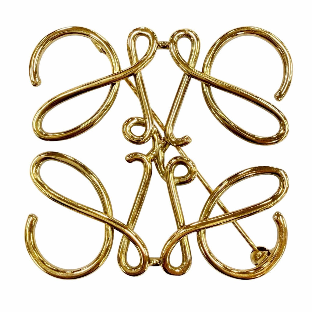 Loewe Anagram Logo Brooch 5 cm Gold