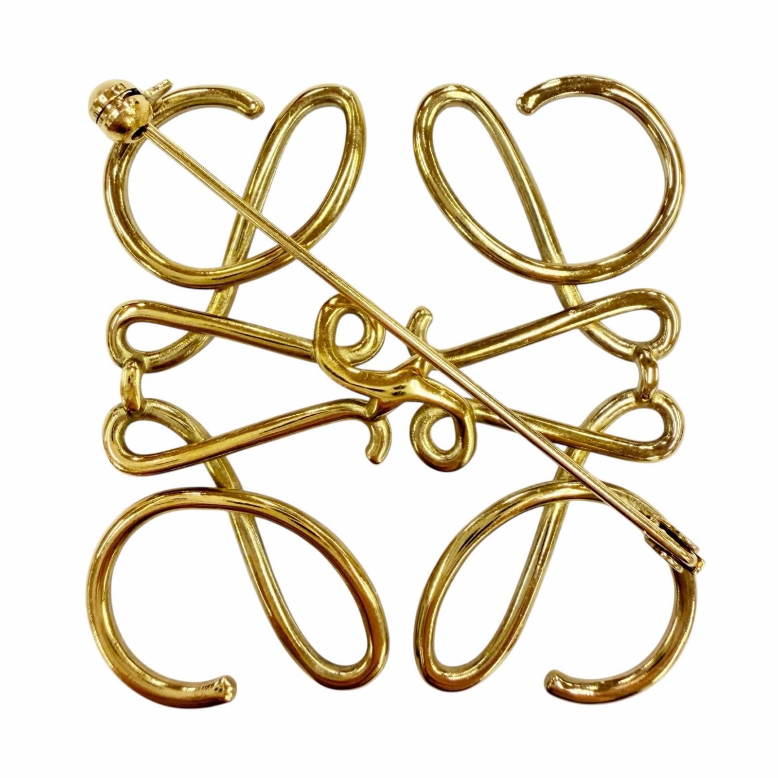 Loewe Anagram Logo Brooch 5 cm Gold — view 2