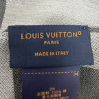Louis Vuitton All About Monogram Cotton 100% Fringe Shawl Gray Scarf — view 8