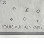 Louis Vuitton All About Monogram Cotton 100% Fringe Shawl Gray Scarf — view 7