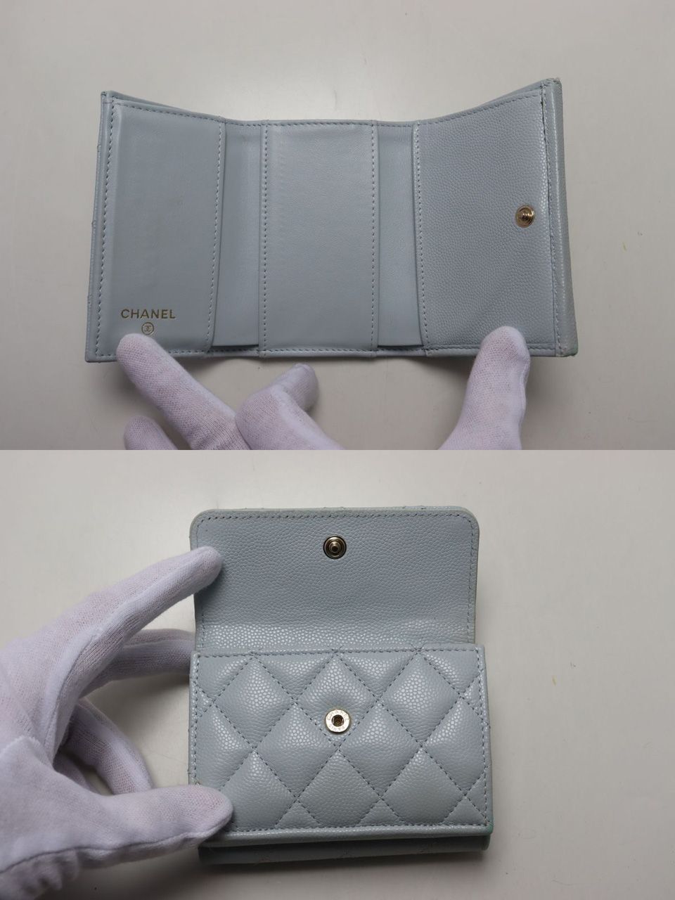 Chanel Quilted Caviar Leather GD Trifold Wallet — view 4
