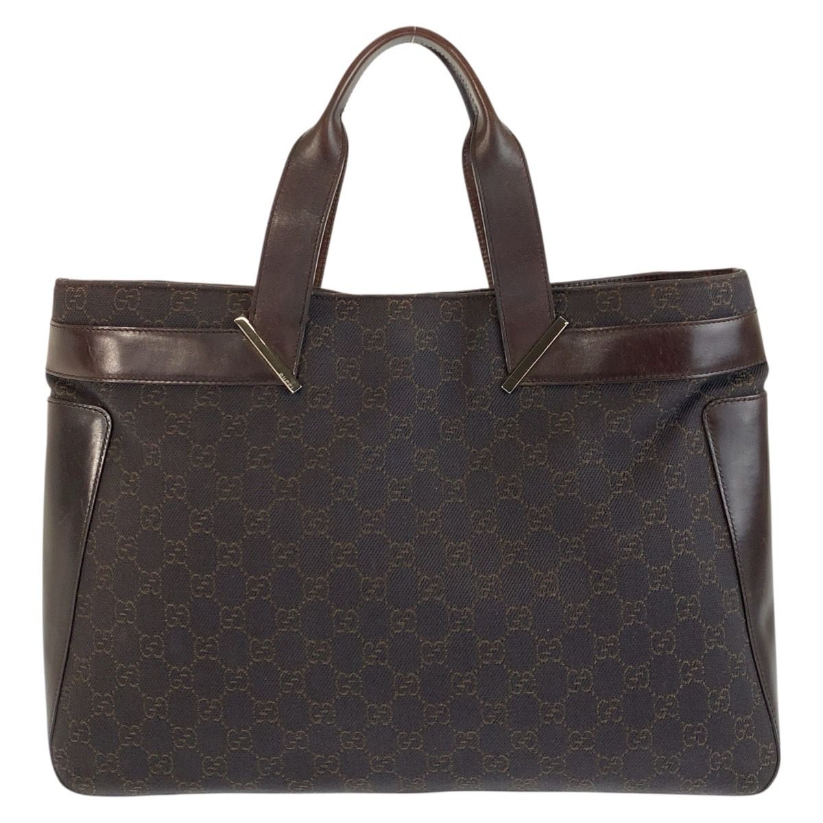 Gucci Brown GG Canvas Leather Tote