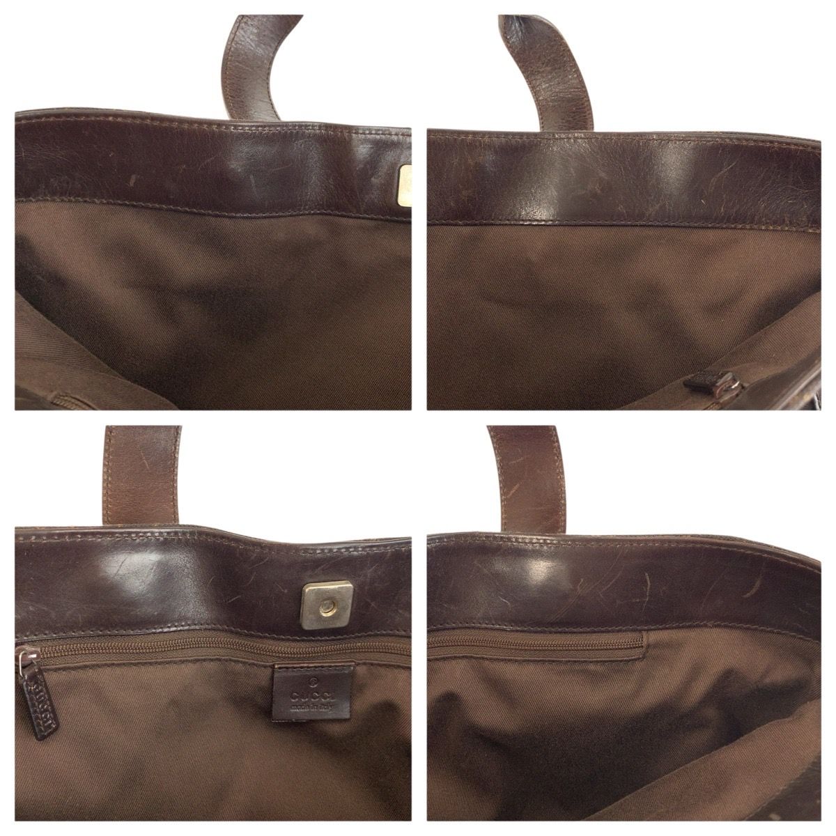 Gucci Brown GG Canvas Leather Tote — view 5