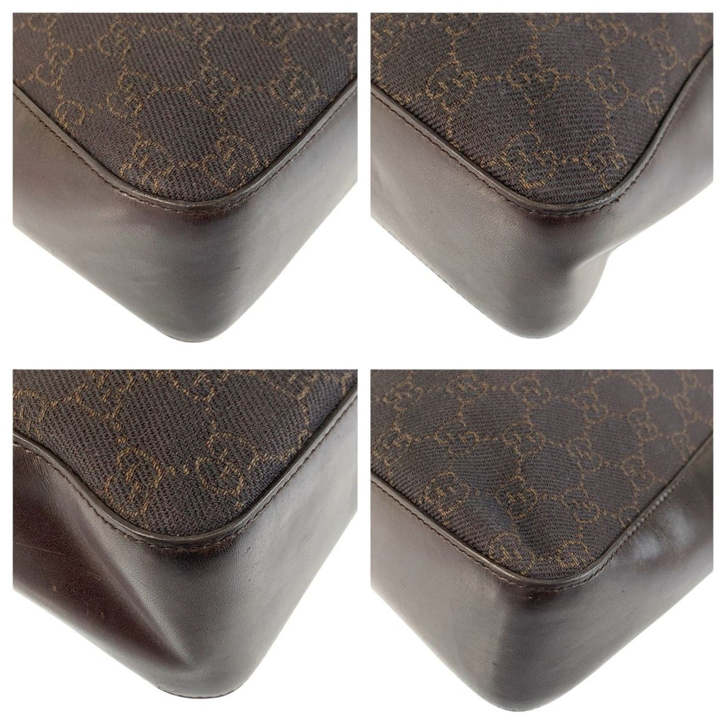 Gucci Brown GG Canvas Leather Tote — view 4