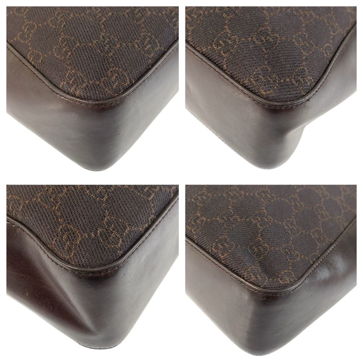 Gucci Brown GG Canvas Leather Tote — view 4