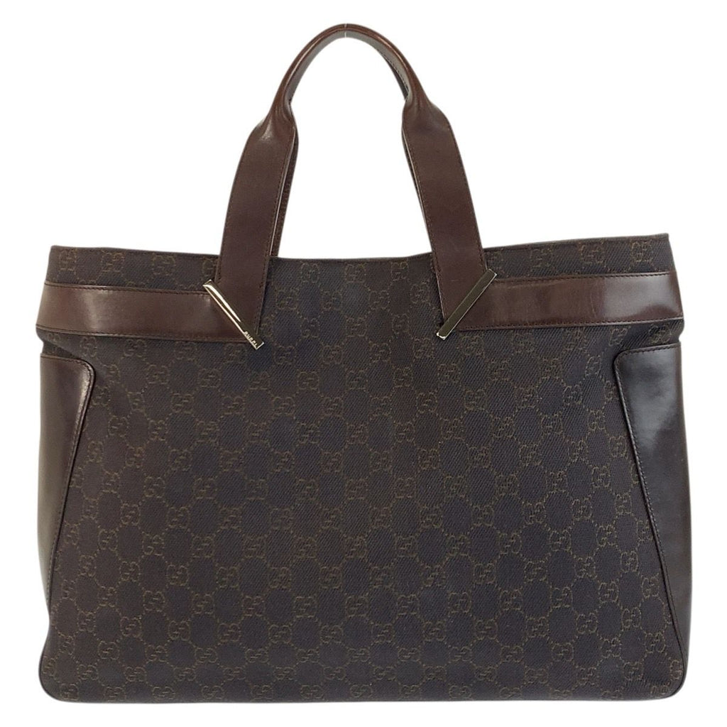 Gucci Brown GG Canvas Leather Tote — view 2