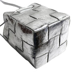 Bottega Veneta Maxi Intrecciato Cassette Small Shoulder Bag Silver — view 3
