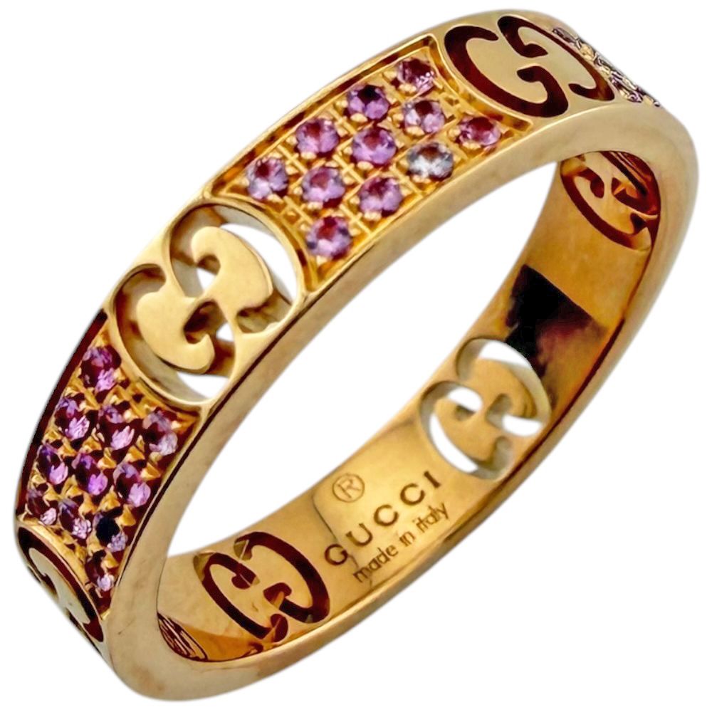 Gucci Icon Star Ring 18k Gold Pink Saffiano