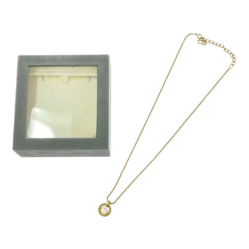 Dior CD Logo Circle Necklace Gold