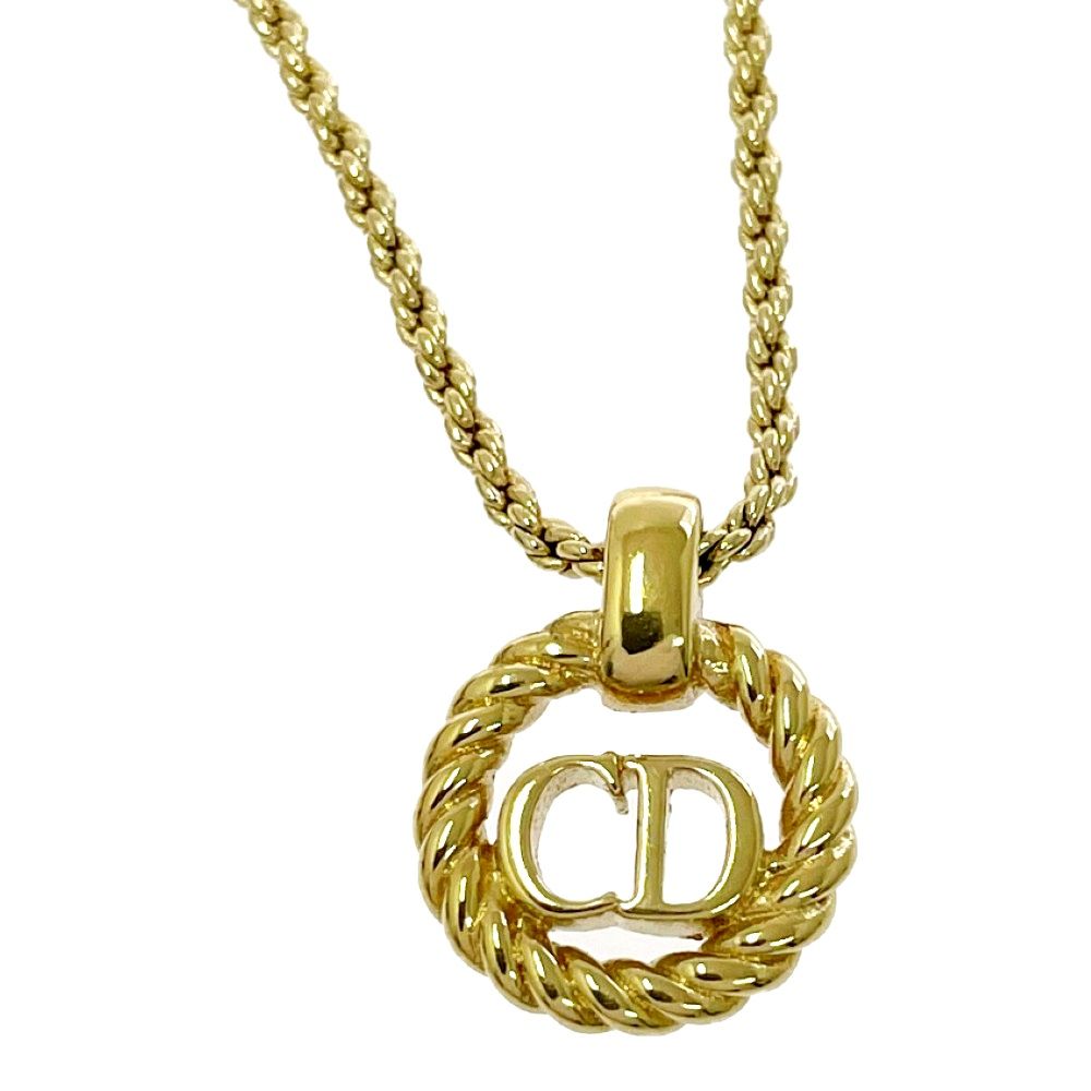 Dior CD Logo Circle Necklace Gold — view 4