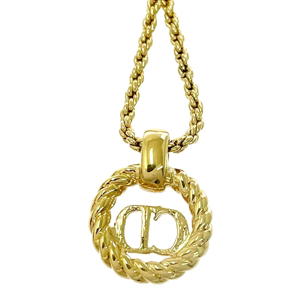 Dior CD Logo Circle Necklace Gold — view 5