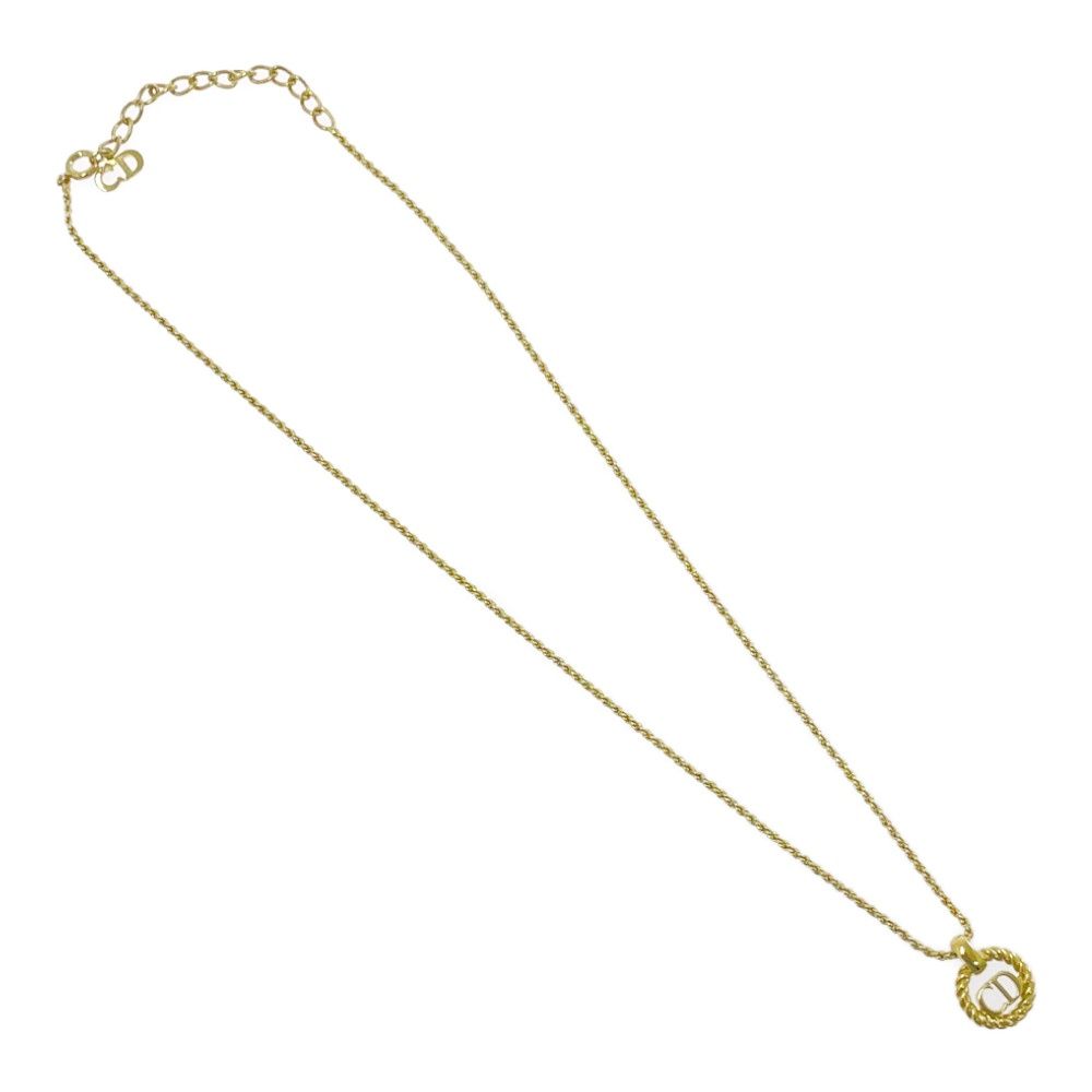 Dior CD Logo Circle Necklace Gold — view 3