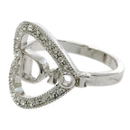 Dior Metal Rhinestone Heart Logo Ring Silver — view 4