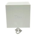 Dior Metal Rhinestone Heart Logo Ring Silver