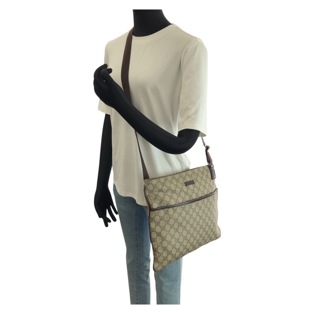 Gucci Beige Dark Brown GG Supreme Canvas Shoulder — view 7