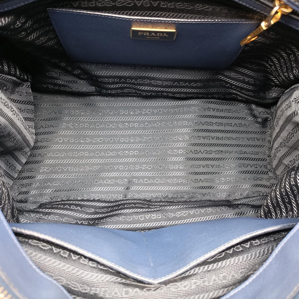 Prada Galleria Blue Saffiano Leather 14 Handbag — view 9