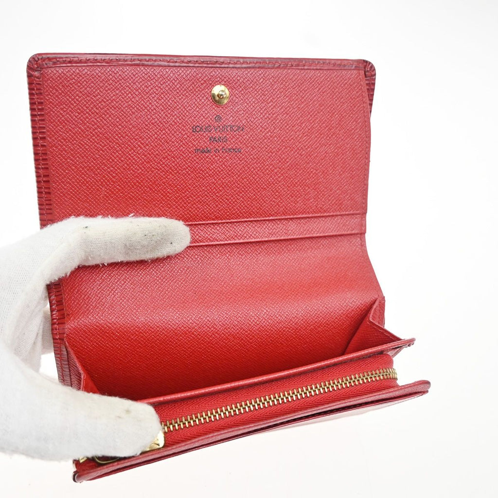 Louis Vuitton Porte-Monnaie Billets Tresor Red Bifold Wallet Epi Leather — view 8