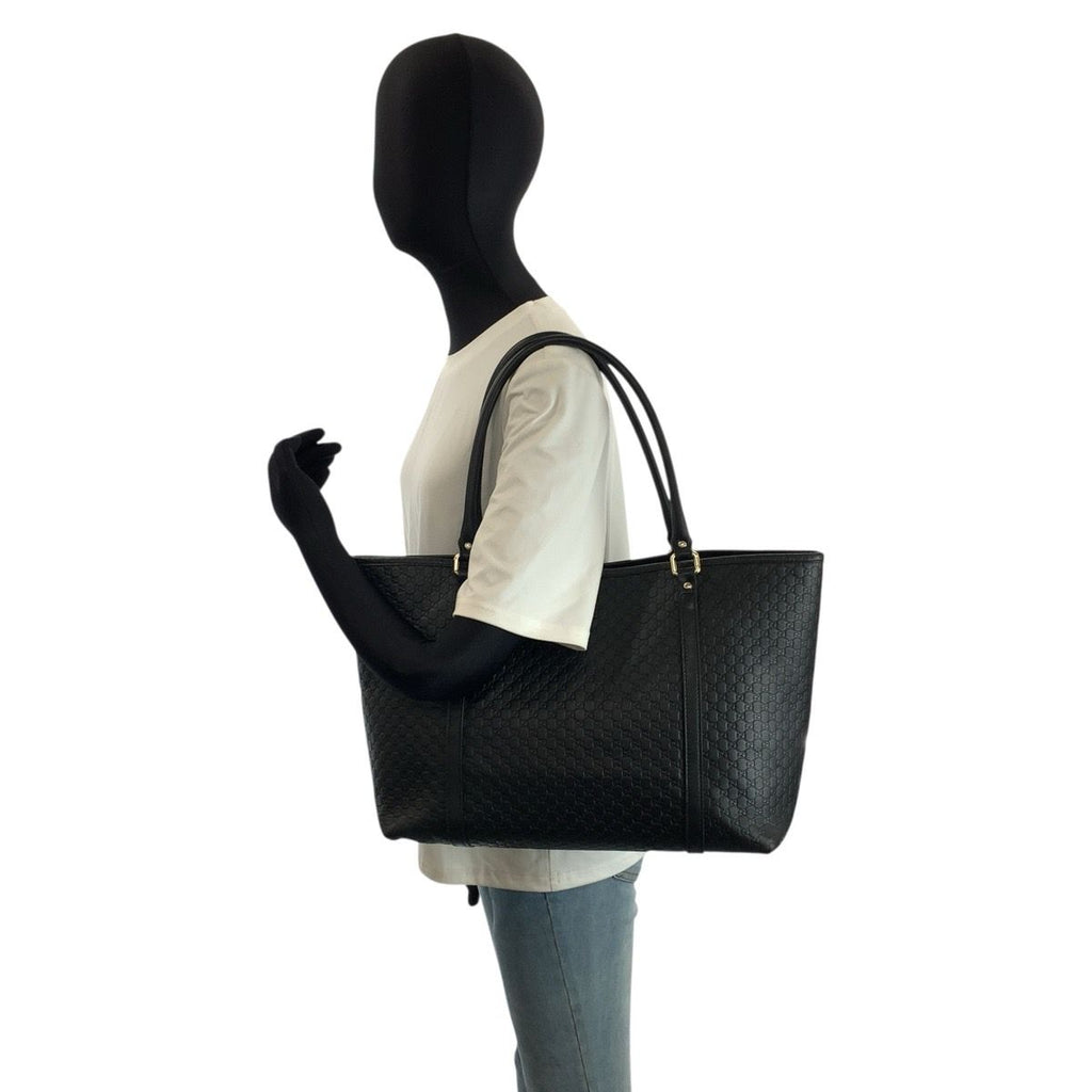 Gucci Micro Guccissima Black Gold Leather Tote Shoulder — view 6