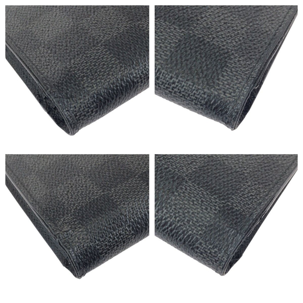 Louis Vuitton Damier Graphite Portefeuille Brazza Black Silver Wallet — view 4