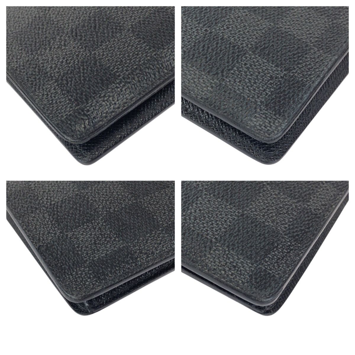 Louis Vuitton Damier Graphite Portefeuille Brazza Black Silver Wallet — view 3