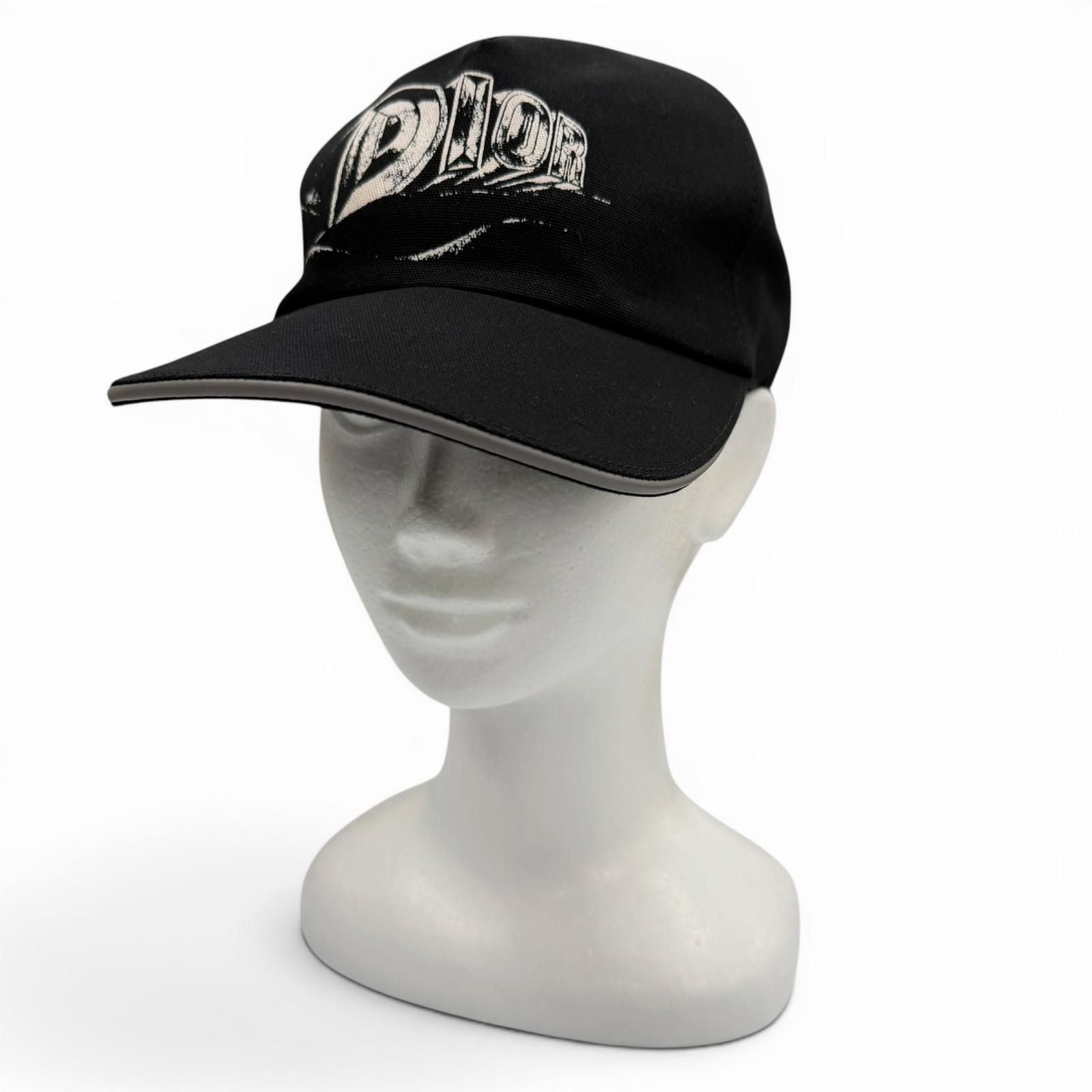 Dior Homme Cotton 100% Leather Logo Print Hat Cap Black