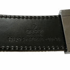 Gucci Leather GG Canvas Silver Square Hapi Buckle Reversible Belt Beige Black — view 8