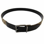 Gucci Leather GG Canvas Silver Square Hapi Buckle Reversible Belt Beige Black — view 2