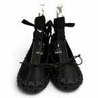 Gucci Satin Interlocking Ribbon Lace Up Ballet Shoes Black 36 Box — view 5