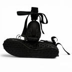 Gucci Satin Interlocking Ribbon Lace Up Ballet Shoes Black 36 Box — view 9