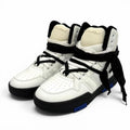 Saint Laurent Smith Logo Embroidered Lace Up Leather High Cut Sneakers White