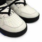 Saint Laurent Smith Logo Embroidered Lace Up Leather High Cut Sneakers White — view 8