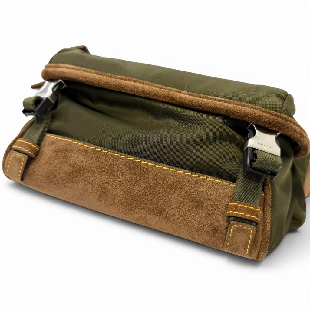 Prada Re-Nylon Suede Leather Triangle Logo Belt Bag Khaki Brown — view 7
