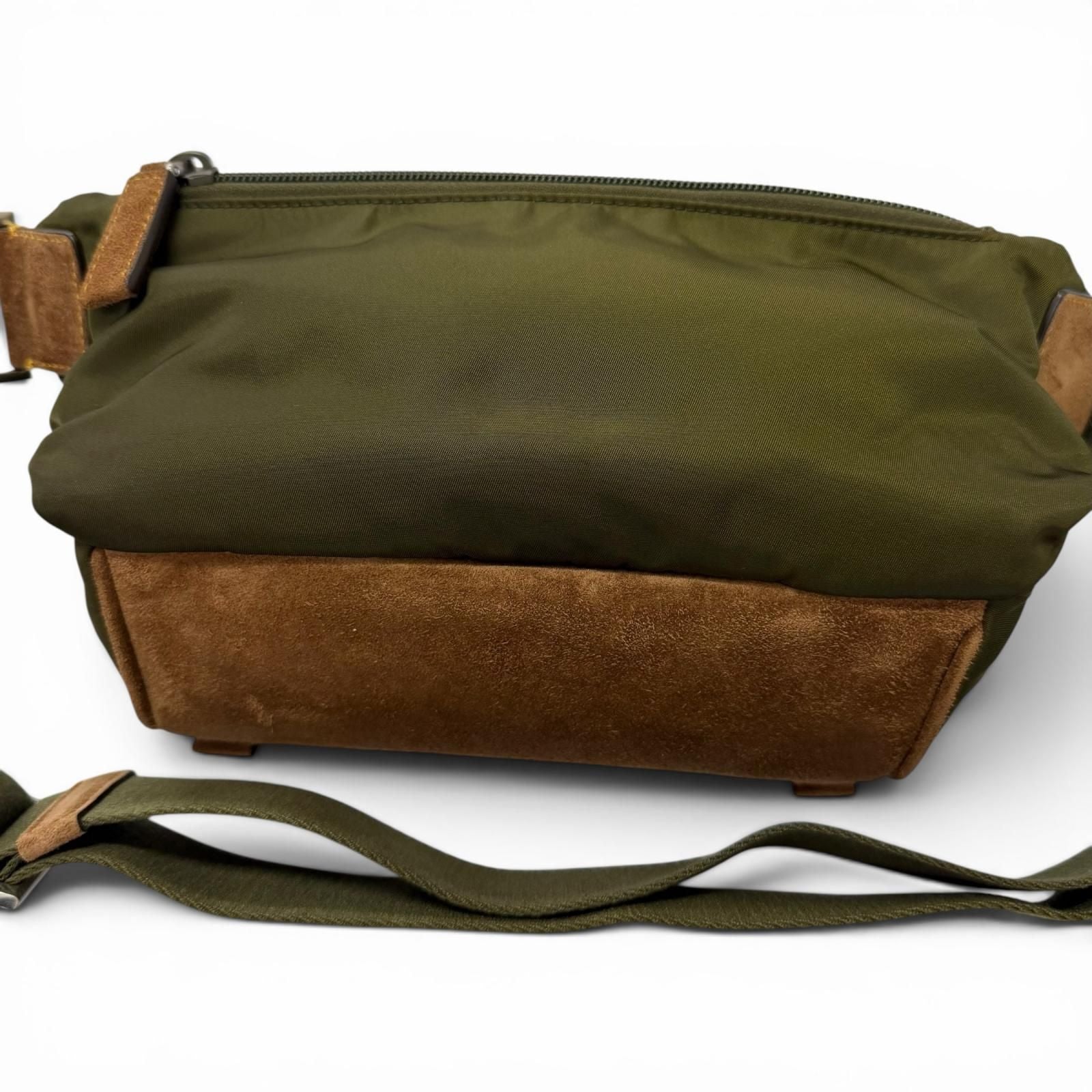 Prada Re-Nylon Suede Leather Triangle Logo Belt Bag Khaki Brown — view 4