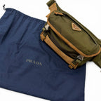 Prada Re-Nylon Suede Leather Triangle Logo Belt Bag Khaki Brown — view 2