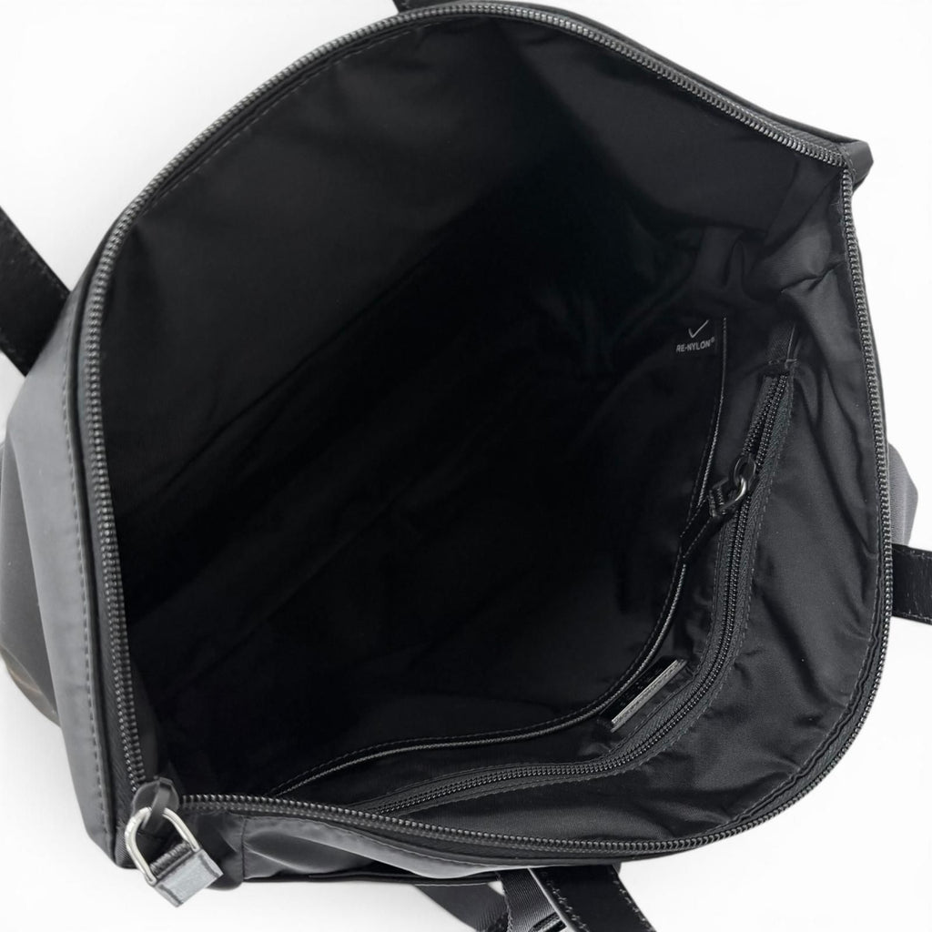 Prada Triangle Logo Saffiano Leather Re-Nylon 2-Way Backpack Tote Black — view 5