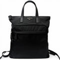 Prada Triangle Logo Saffiano Leather Re-Nylon 2-Way Backpack Tote Black