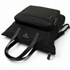 Prada Triangle Logo Saffiano Leather Re-Nylon 2-Way Backpack Tote Black — view 6
