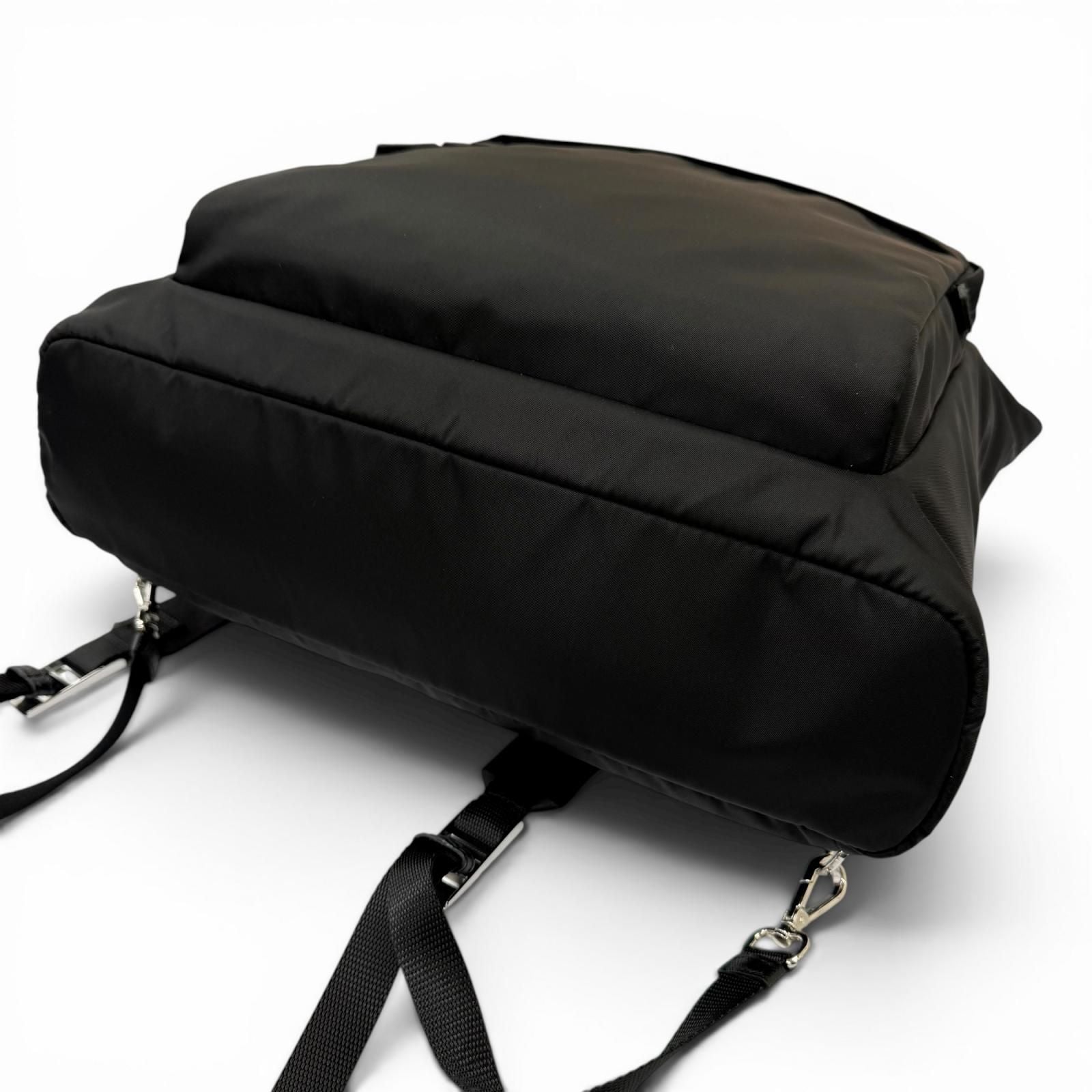 Prada Triangle Logo Saffiano Leather Re-Nylon 2-Way Backpack Tote Black — view 7
